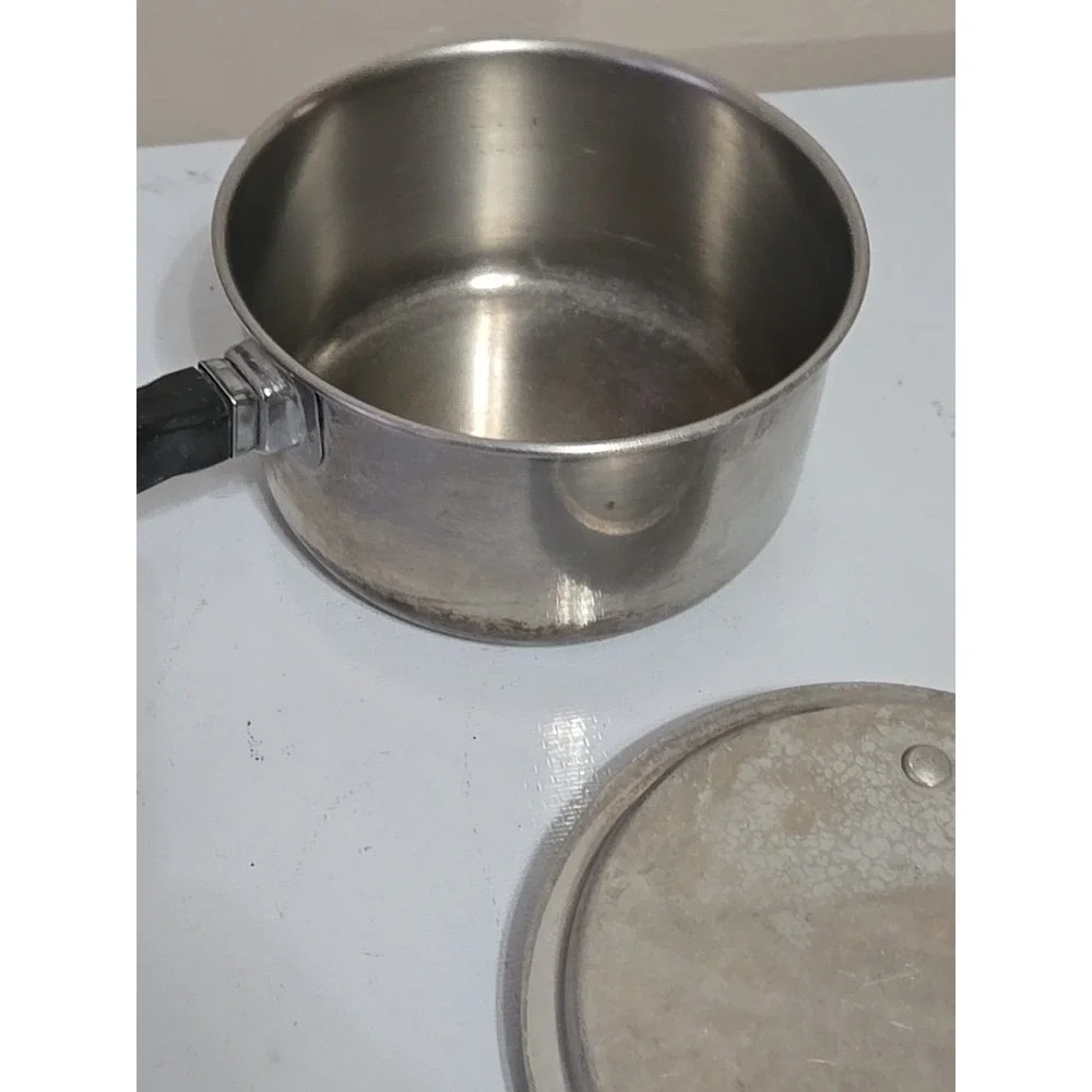 Vintage Farberware 1 QT Saucepan & Lid Aluminum Clad Stainless Steel Pot NYC USA